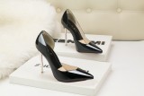 10CM Patent leather Metal Hollow Sidecut High Stiletto Dress Wedding Party Elegant Heeled Sandals