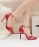 10CM Sexy Rivets Shallow Pointed Elegant Dress Heeled Sandals