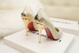10CM Metal Hollow Suede Dress Wedding Party Elegant Heeled Sandals