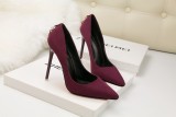 Asmxing 11CM Suede Shallow Pointed D buckle Dress Wedding Party Elegant Heeled Sandals
