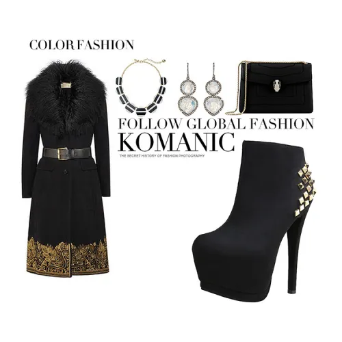 14CM Fashion Pump Platform Booties Rivets Pointed Dress Wedding Party Elegant Heeled Martin Boots