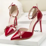 10CM Sexy Rivets Shallow Pointed Elegant Dress Heeled Sandals