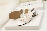 7CM Fashion Thick Pearl Rivets  Pump Heel Mules
