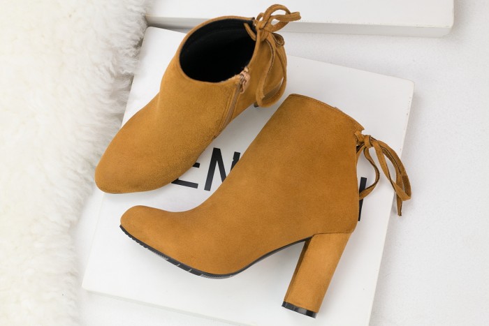 9CM Thick High Heel Suede Fringed Sexy Wedding Party Booties