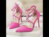 10CM Suede Pointed Cross Strap Bow-knot Sexy Ankle Straps Sandals