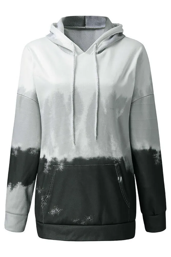 Gray Gradient Long Sleeve Pullover Hoodie