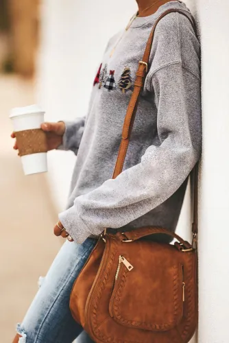 Christmas Tree Print Pullover Sweatshirt