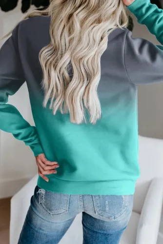 Blue Ombre Kangroo Pocket Pullover Sweatshirt