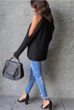 Solid Cold Shoulder Sweater