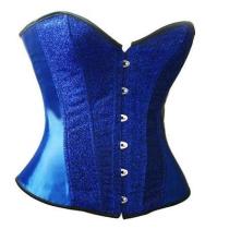 Q5206Blue  Blue Sequin Burlesque Corset