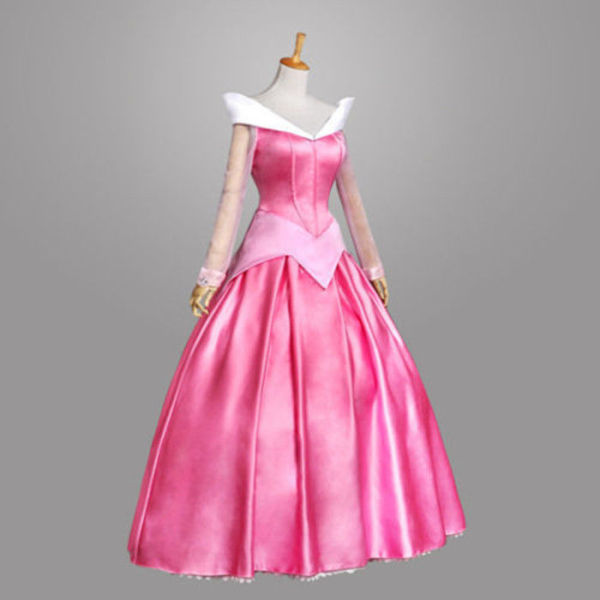 Hot Sleeping Beauty Princess Aurora Costume Party Dress Pink adult SIZE S-XL