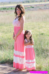 2017 Family Style Mother and Daughter Matching Clothes Long Boho Beach Dresses