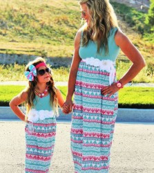 Daughter Mother And Dress Matching Casual Stripe Family Girls Clothes Outfits