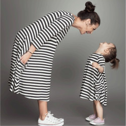 Family Clothes Mother And Daughter Stripe Stitching Sleeveless Casual Sundress