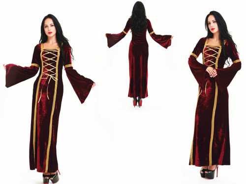 5235 wine red medieval costume