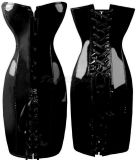 Sexy Charming PVC Bdsm Corset Dress Lace up Boned Bustier Dress Black (S--XXL)