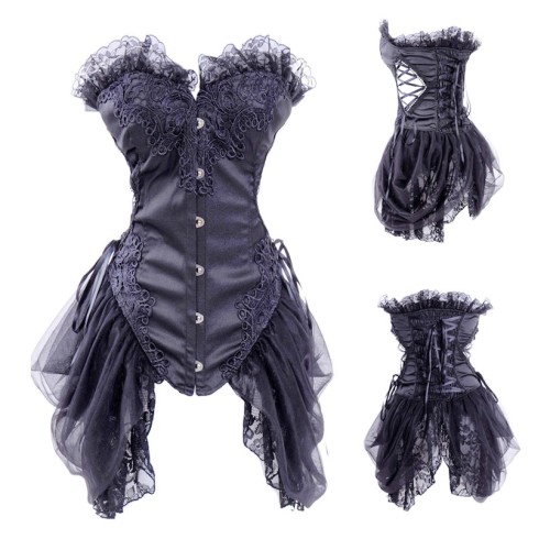 AME1002 Vintage Burlesque Embroidered Corset