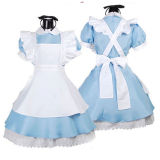 New Black Butler Alice in Wonderland Cosplay Anime Maid Costume Blue Dress