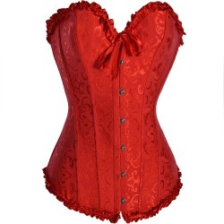 LXM819-8 RED CORSET Embroidered Burlesque Corset