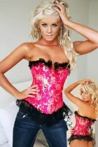 LA803-2  Strapless Ruffled Brocade Corset