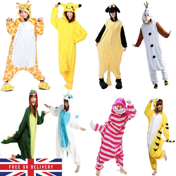 Hot Fancy Dress Cosplay Onesie Adult Unisex Hooded Pyjamas Animal Sleepwear UK