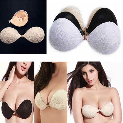 WL-004  LACE SILICONE ADHESIVE STICK ON PUSH UP GEL STRAPLESS INVISIBLE BRA BACKLESS
