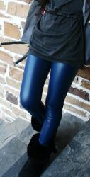 FY024-1 blue faux leather legging