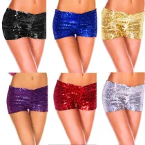 A145 Sequin Shorts Fancy Costume Dance Pants Leg Burlesque Pin Up Wholesale Gold