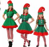 Men Women Girls Boys Christmas Santa Claus Costume Green Elf Cosplay Family Christmas Party New Year Fancy Dress