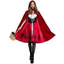 3013 Adult Little Red Riding Hood Costume for Women Fancy Halloween Cosplay Carnival Fairy Tale Plus Size Girl Dress Cloak