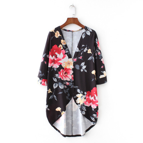 8662 Women's Bohemian Kimono Shirt Cardigan