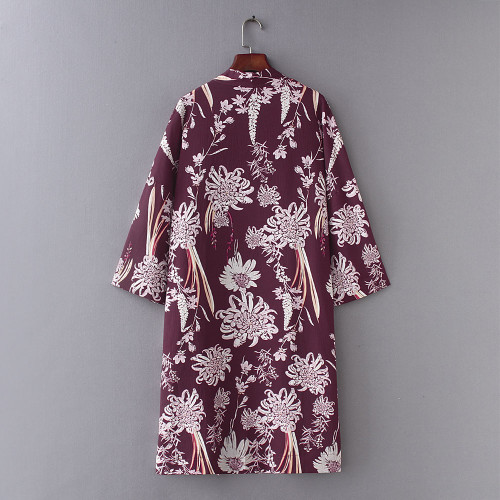 8638 Women's Loose Blouse Summer Boho Chiffon Shawl Kimono