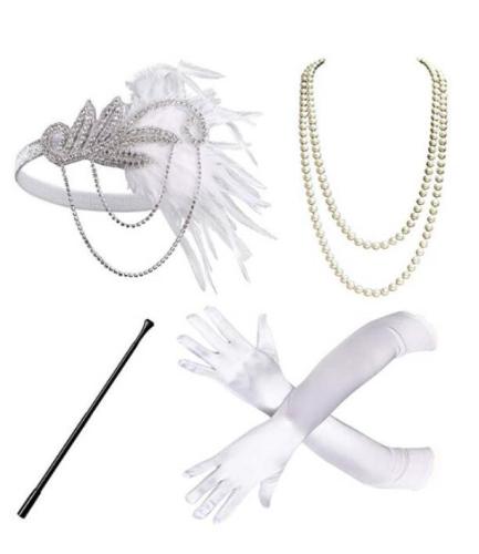 white  1920's Headband Flapper Charleston costume accessories pink Headpiece Great Gatsby feather headband