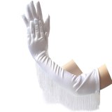 3 Colors Fashion Black White Red Tassels Long Satin Gloves Women Opera Evening Party Costume Gloves Dance Performance Mittens