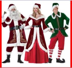 Santa Claus Costume Christmas Adult for Men Red A Full Set Plus Size 6XL Cosplay Beard Belt Hat Santa Merry Christmas Costumes