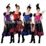 Saloon Girl Burlesque Can Can Cowboy Fancy Dress Ladies Western Costume 4 colors S-5XL