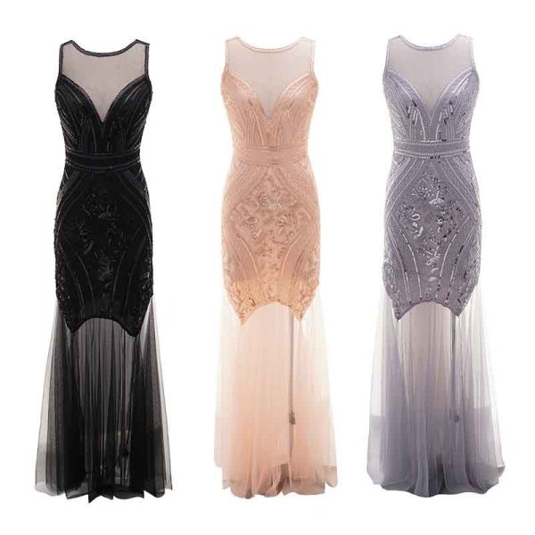 Women 1920s Flapper Great Gatsby Dress Vintage Classic Sleeveless  Embellished Beaded Sequin Fringed Dress Club Party Dress