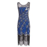 Vintage 1920s Flapper Great Gatsby Dress O-Neck Cap Sleeve Sequin Fringe Party Midi Dress Vestidos Verano 2018 Summer Dress