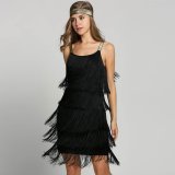 1920s Great Gatsby Dress Slash Neck Strappy Tiered Fringe Dress Vintage Flapper Party Fancy Dress Costumes With Headband