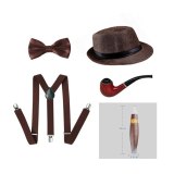 Cosplay Costumes 1920s Men Accessories Gangster Costume- Manhattan Hat Y-Back Suspenders Tie Cigar Party Accessory