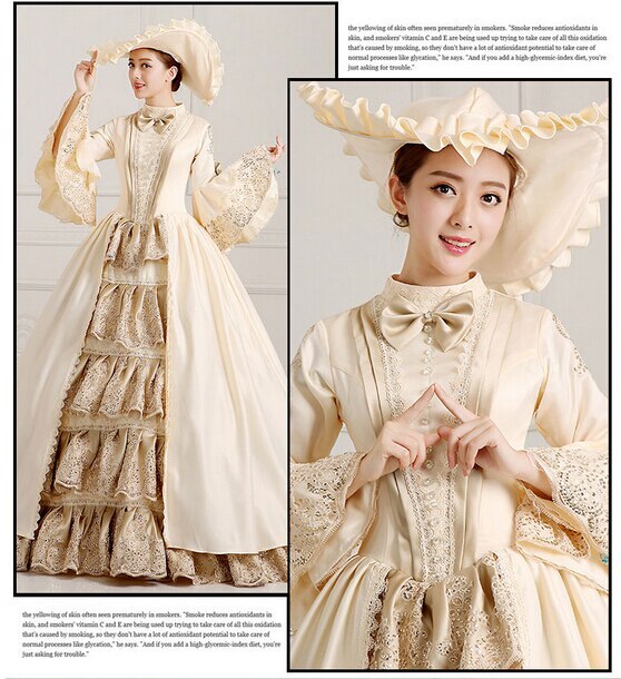 Medieval Renaissance Victorian Dresses Champagne Masquerade Costumes 