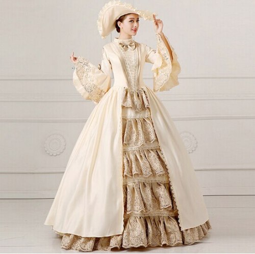 Medieval Renaissance Victorian Dresses Champagne Masquerade Costumes 