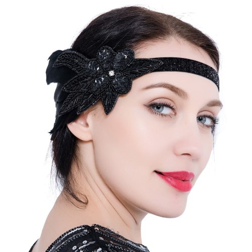 5pcs 1920s Gatsby Party Accessory Vintage 20s Flapper Dress Costume Accessory Set for Head Piece Glove for Prom Party