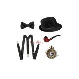 Cosplay Costumes Halloween Christmas 1920s Mens Gatsby Gangster Accessories Set Panama Hat Suspender Bow Tie Watch Drop Shipping