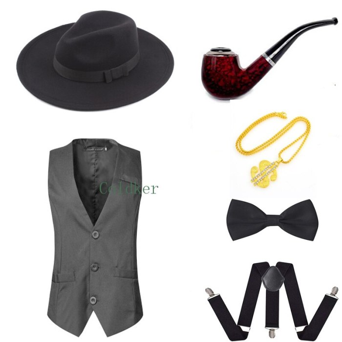 1920s Mens Gatsby Gangster Costume Accessories Set 30s Manhattan Fedora Hat Suspenders Vest Tie Party Accessory