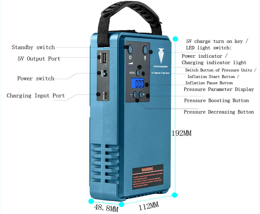 air compressor with battery jumper