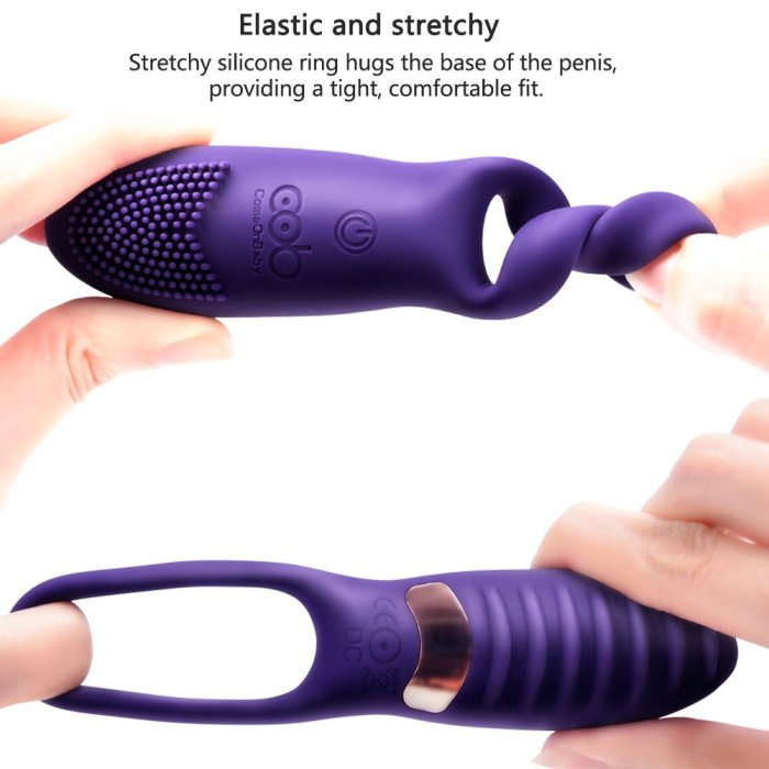 US$ 59.99 - Cob Silicone Vibrating Cock Ring Rechargeable 10-Speed Penis  Ring Vibrator Sex Toy for Male or Couples 