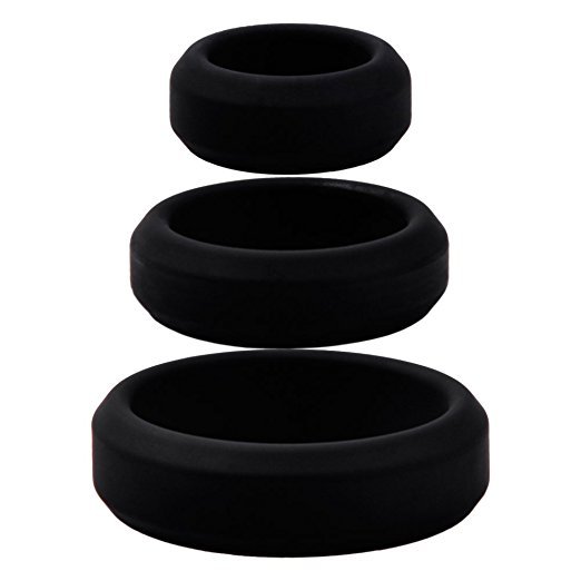 cob 3 Cock Ring Set Soft Silicone Penis Ring Set for Erection Enhancing 3 Different Sizes for Male (Black)