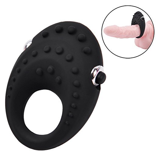 cob Vibrating Cock Ring Silicone| Dual Noduled Sleeve Bullet Vibrator Penis Ring for Erection Enhancing Sex Toy (Black)