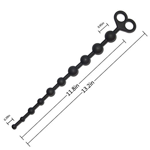 cob Silicone Anal Beads with Safe Pull Ring Anal Plug in Black